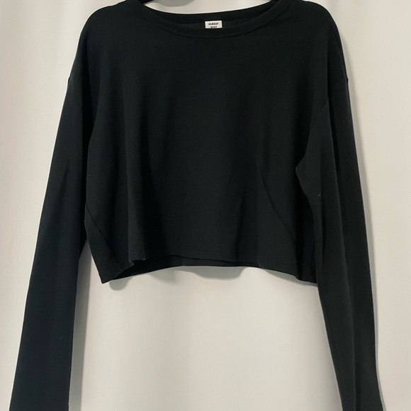 Sunday best waffle king sleeve cropped top - Picture 1 of 3